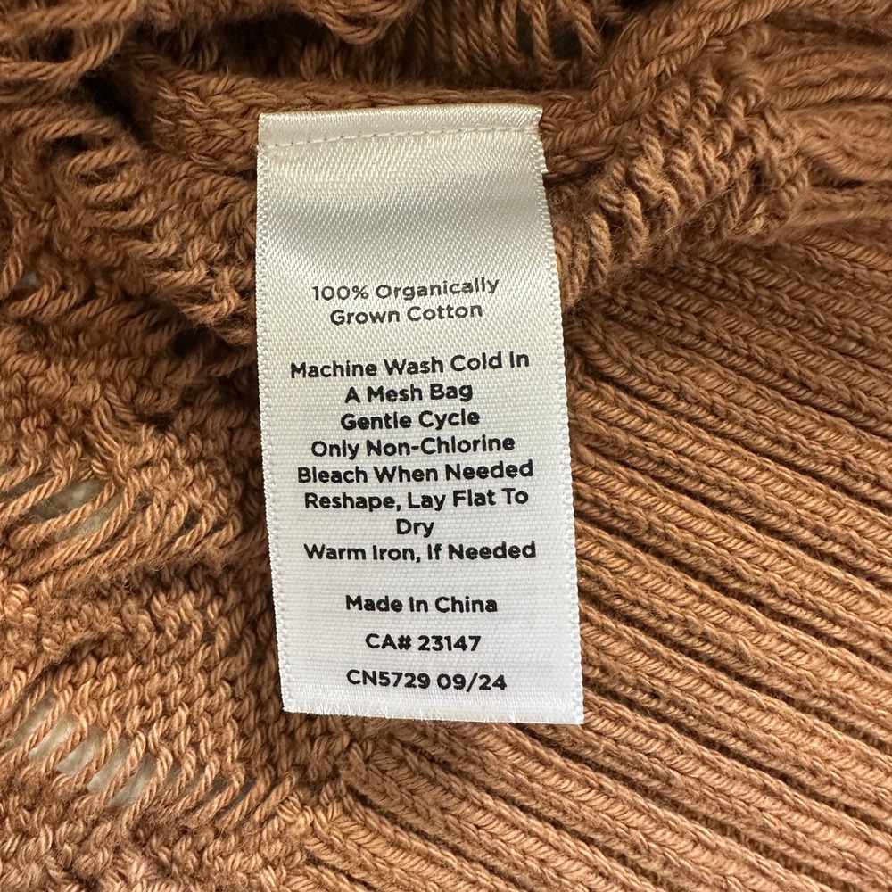 Haven Well Within Organic Cotton Cable Knit Sweater Brown Pointelle M NWT $148 - Picture 8 of 9